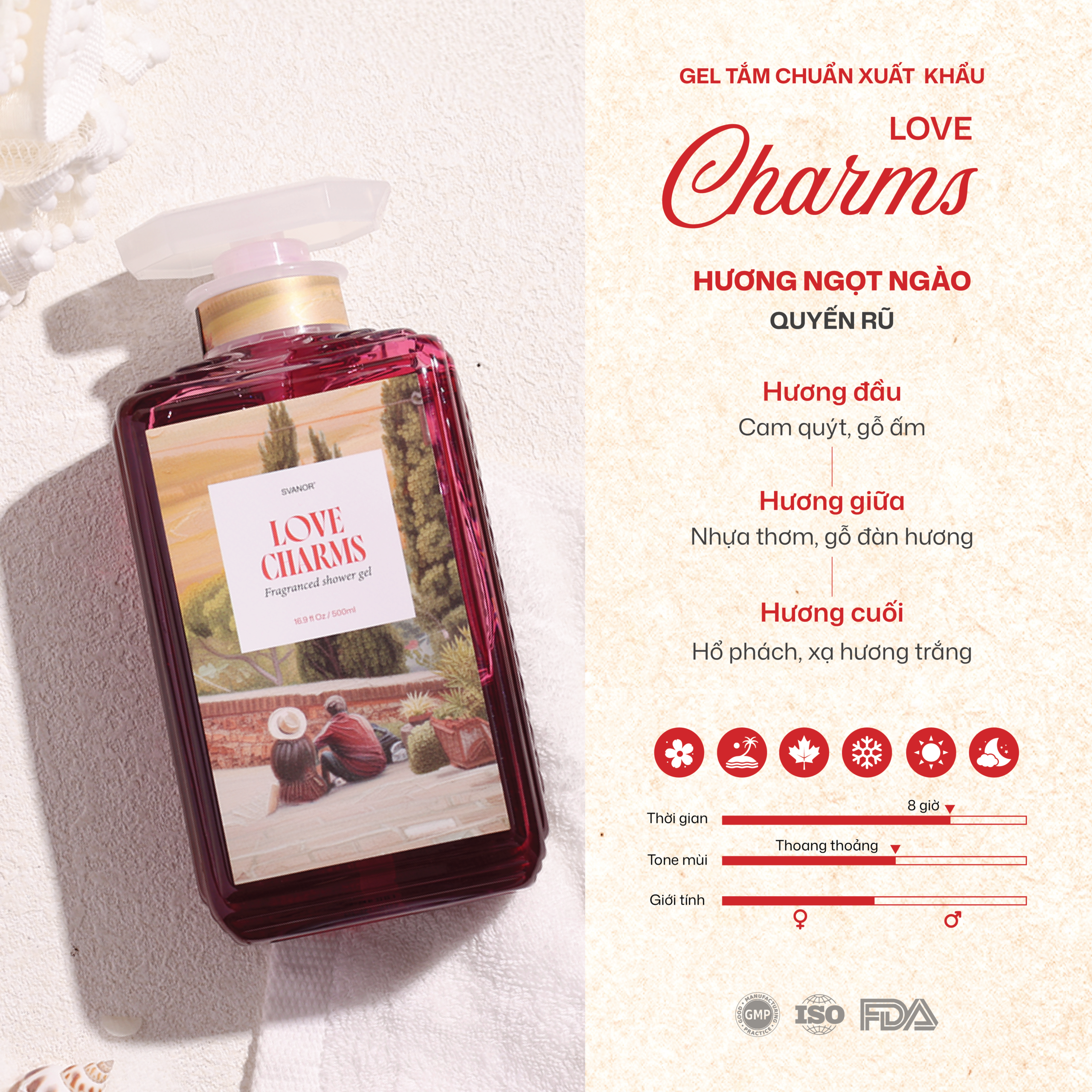Gel tắm Love Charms 500ml